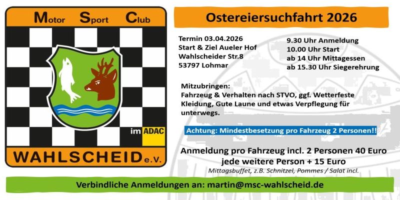 Ostereiersuchfahrt am “Car” Friday den 03.04.2026